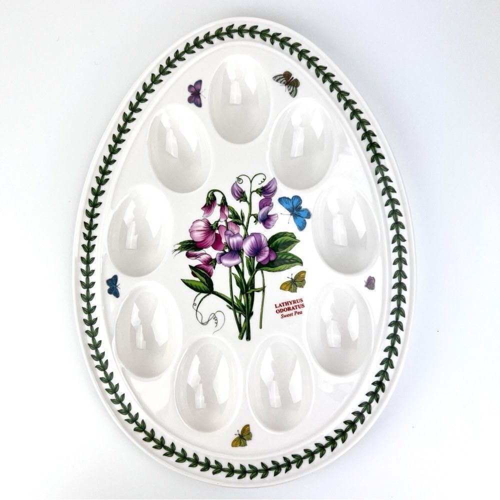 Portmeirion Botanic Garden Sweet Pea Deviled Egg Plate Flawless